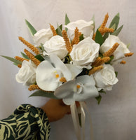 Bridal Bouquet - White roses & phaleonopsis orchid