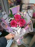Hand Bouquet - 3-pc Fresh Roses