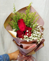 Hand Bouquet - 3-pc Fresh Roses