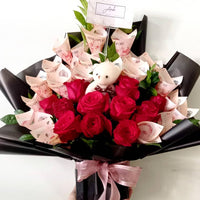 Hand Bouquet - Fresh Roses with Money Gift