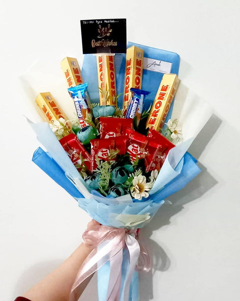 Chocolate Bouquet - Toblerone & Kit Kat Blue Set