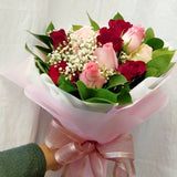 Hand Bouquet - Fresh Red and Pink Roses